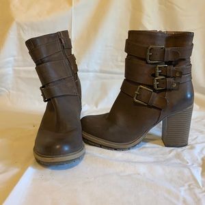 Brown leather boots